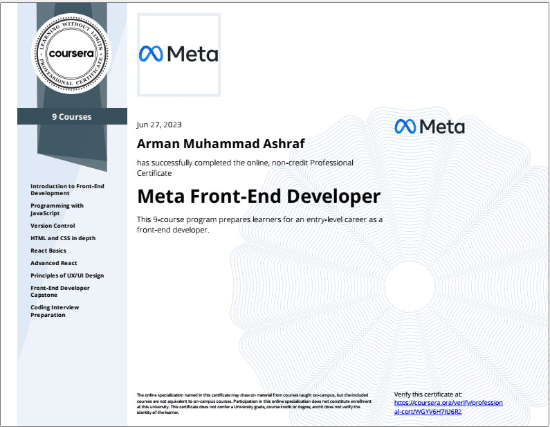 Meta Front-End Developer