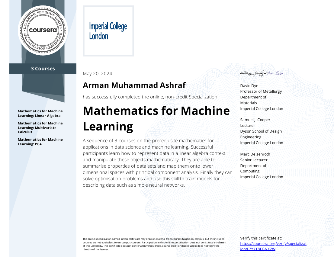 Mathematics for Machine Learning  