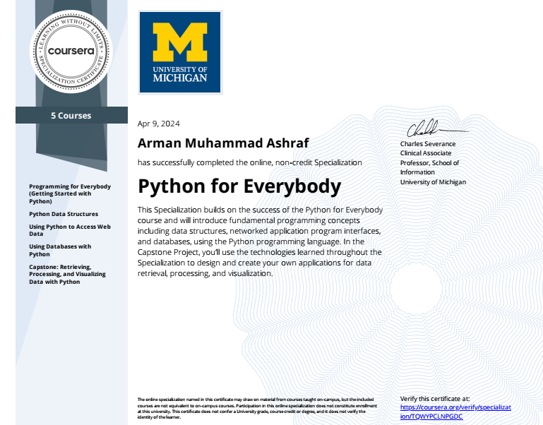 Python for Everybody Specialization